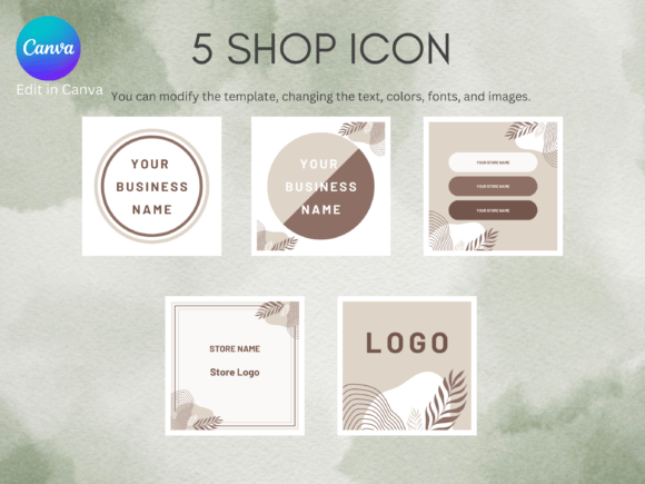Boho Etsy Shop Icon Templates Canva